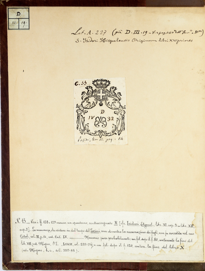 Copertina MS D III 19 1